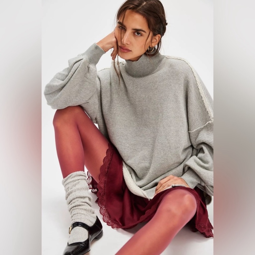 We The Free  Wonderful Pullover Sweater Slouchy Oversized Heather Gray  Large - Picture 6 of 16